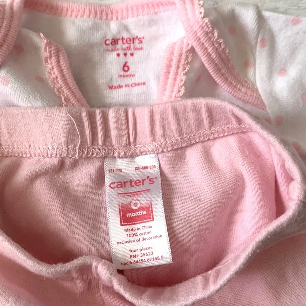Carter’s 6m Baby Girl Outfit Set Pink Pants Monkey Print Toes Onesie White
